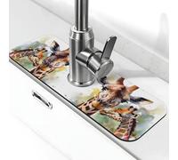 Tappetino per rubinetto con giraffa cervo acquerello per lavello da cucina super assorbente pad splash catcher diatomite ad asciugatura rapida pietra rubinetto maniglia antigoccia vassoio tappetino