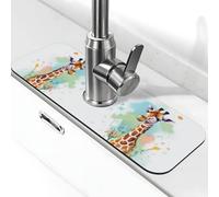 Tappetino per rubinetto con illustrazione artistica giraffa per lavello da cucina Super Assorbente Rubinetto Pad Splash Catcher Diatomite ad asciugatura rapida Rubinetto in pietra Maniglia Drip