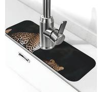 Tappetino per rubinetto con leopardo africano su roccia per lavello da cucina, aggiornamento premium 2025: diatomite super assorbente ad asciugatura rapida rubinetto ventosa lavabile lavello da cucina
