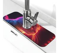 Tappetino per rubinetto con luce rossa e gatto per lavello da cucina, tappetino super assorbente, per cucina, bagno, lavandino, bar, rubinetto, decorazione, regali (38,1 x 14 cm)