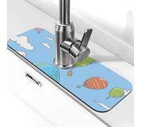 Tappetino per rubinetto con mongolfiera blu e nuvole bianche per lavello della cucina, tappetino super assorbente, per cucina, bagno, lavandino, bar, rubinetto, decorazione, regali (38,1 x 14 cm)