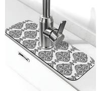 Tappetino per rubinetto con motivo cashmere in bianco e nero per lavello da cucina paraspruzzi ad asciugatura rapida, tappetino di scarico intorno al rubinetto per lavello