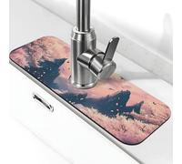 Tappetino per rubinetto con paesaggio di ciliegio con paesaggio lunare per lavello da cucina, tappetino super assorbente, tappetino per lavello per cucina, bagno, bar, decorazione regalo (38,1 x 14 cm