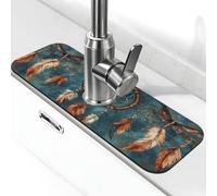 Tappetino per rubinetto con piume di coda di libellula, tappetino paraspruzzi per rubinetto della cucina, tappetino antigoccia per bagno (38,1 x 14 cm)
