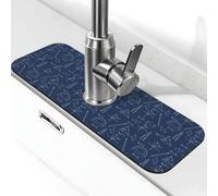 Tappetino per rubinetto con righello blu con stampa matematica per lavello da cucina, tappetino drenante per lavello da cucina, paraspruzzi, assorbente ad asciugatura rapida, tappetino per lavello da