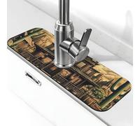 Tappetino per rubinetto con scena della città occidentale per lavello della cucina, tappetino super assorbente, tappetino per rubinetto per cucina, bagno, bar, decorazione regalo (38,1 x 14 cm)