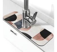 Tappetino per rubinetto con schema astratto circolare, paraspruzzi, tappetino per rubinetto della cucina, tappetino antigoccia per bagno (38,1 x 14 cm)