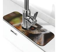 Tappetino per rubinetto con scimmia lemure per lavello da cucina, super assorbente, cattura spruzzi, diatomite ad asciugatura rapida in pietra per rubinetto antigoccia, vassoio per lavello del bagno