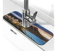 Tappetino per rubinetto con skyline delle Hawaii, per lavello da cucina, super assorbente, in diatomite, ad asciugatura rapida, in pietra ad asciugatura rapida, vassoio raccogli gocce per lavello del