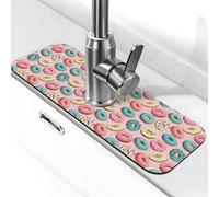 Tappetino per rubinetto con stampa a ciambella blu rosa bianca per lavello da cucina, tappetino drenante per lavello da cucina, paraspruzzi, assorbente ad asciugatura rapida, tappetino per lavello da