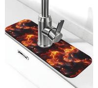 Tappetino per rubinetto con stampa a fiamma rossa per lavello da cucina, rubinetti, tappetino paraspruzzi assorbente ad asciugatura rapida, tappetini per lavello da cucina per lo scarico del rubinetto