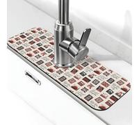 Tappetino per rubinetto con stampa di francobolli dell'Inghilterra, tappetino drenante per lavello da cucina, paraspruzzi, assorbente ad asciugatura rapida, tappetino per lavello da cucina