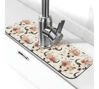 Tappetino per rubinetto con stampa di teschi di pecora, per lavello da cucina, rubinetti, paraspruzzi, assorbente, ad asciugatura rapida, tappetini per lavello da cucina per lo scarico del rubinetto