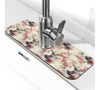 Tappetino per rubinetto con stampa di volpe in stile inchiostro, per lavello da cucina, rubinetti, paraspruzzi, assorbente, ad asciugatura rapida, tappetini per lavello da cucina per lo scarico del