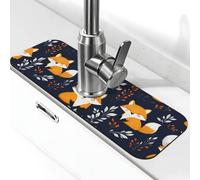 Tappetino per rubinetto con stampa di volpe sorridente per lavello da cucina, rubinetti, tappetino paraspruzzi assorbente ad asciugatura rapida, tappetini per lavello da cucina per lo scarico del