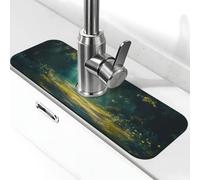 Tappetino per rubinetto, con ventosa per rubinetto della cucina e della foresta con luce e ombra, tappetino per asciugare il bagno, 38,1 x 14 cm