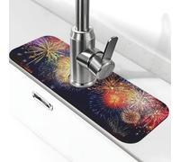 Tappetino per rubinetto con vista notturna della città e fuochi d'artificio colorati per lavello della cucina, tappetino super assorbente, per cucina, bagno, lavandino, bar, rubinetto, decorazione