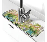 Tappetino per rubinetto con vista sulla finestra della foresta e del cielo, tappetino per lavello da cucina, tappetino super assorbente, tappetino per lavello per cucina, bagno, bar, rubinetto