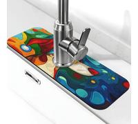 Tappetino per rubinetto con volpe astratta natalizia, tappetino paraspruzzi per rubinetto della cucina, tappetino per asciugare il rubinetto della cucina, tappetino antigoccia per bagno (38,1 x 14 cm)