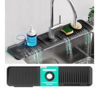 Tappetino per rubinetto da 61 cm più lungo per lavello da cucina, inclinazione di 5° autosrenante, per lavello da cucina, paraspruzzi in silicone, tappetino paraspruzzi per lavello da cucina