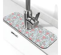 Tappetino per rubinetto da cucina a righe con simpatico coniglietto in stile cartone animato, tappetino drenante per lavello da cucina, paraspruzzi, assorbente ad asciugatura rapida, tappetino per