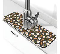 Tappetino per rubinetto da cucina con frittata e rosmarino, assorbente, ad asciugatura rapida, tappetino paraspruzzi, grazioso tappetino drenante per lavello da cucina