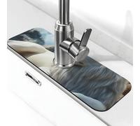 Tappetino per rubinetto da cucina con leone bianco alla moda per lavello da cucina, tappetino super assorbente, tappetino per lavello da cucina, bagno, bar, decorazione regalo (38,1 x 14 cm)