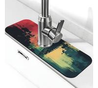 Tappetino per rubinetto da cucina, con ventosa che cambia gradualmente al tramonto, per lavello e lavandino, tappetino antigoccia per bagno (38,1 x 14 cm)