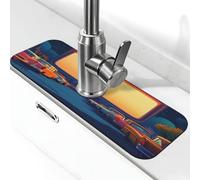 Tappetino per rubinetto da cucina, con ventosa per lavello, stile cinema, stile retrò, tappetino antigoccia per bagno, 38,1 x 14 cm