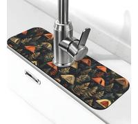 Tappetino per rubinetto da cucina, con ventosa per rubinetto della cucina, tappetino antigoccia per bagno, 38,1 x 14 cm, grigio e vecchio colorato