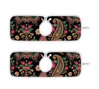 Tappetino per rubinetto da cucina per lavello da cucina protettore appendibile Confezione da 2 tappetini per bancone Previene l'accumulo di umidità 76 cm colorato Paisley fiore Boho Magenta Nero