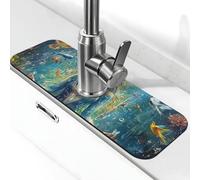 Tappetino per rubinetto da meditazione floreale per lavello da cucina, tappetino per asciugatura, super assorbente, tappetino per cucina, bagno, lavandino, bar, decorazione regalo (38,1 x 14 cm)