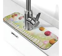 Tappetino per rubinetto dal design di erba e legno di uovo, per lavello della cucina, tappetino super assorbente, per cucina, bagno, lavandino, bar, rubinetto, decorazione, regali (38,1 x 14 cm)