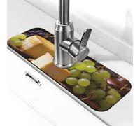 Tappetino per rubinetto del formaggio di vino bianco per lavello della cucina, tappetino per rubinetto super assorbente, cattura spruzzi, diatomite ad asciugatura rapida in pietra per rubinetto