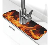 Tappetino per rubinetto del fuoco danzante per lavello da cucina, super assorbente, cattura spruzzi, diatomite ad asciugatura rapida in pietra per rubinetto antigoccia, vassoio per lavello del bagno