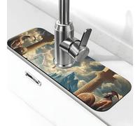 Tappetino per rubinetto della cucina antica greca mitologica con divinità ed eroi per lavello della cucina, tappetino super assorbente, tappetino per lavello per cucina, bagno, bar, rubinetto