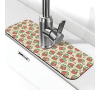 Tappetino per rubinetto della rana a forma di fragola per lavello della cucina assorbente ad asciugatura rapida protezione contro gli spruzzi bello tappetino di drenaggio per lavello della cucina