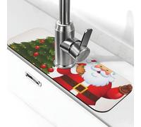 Tappetino per rubinetto di Babbo Natale Albero di Natale per lavello da cucina Splash Guard 14,9 cm × 38,1 cm Diatomite Tappetino ad asciugatura rapida Vassoio per lavello Super assorbente Rubinetto a