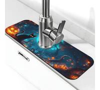 Tappetino per rubinetto di Halloween a forma di gatto nero per lavello da cucina assorbente ad asciugatura rapida protezione contro gli spruzzi bella tappetino di drenaggio per lavello da cucina