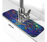 Tappetino per rubinetto fluorescente con albero della vita per lavello da cucina, tappetino super assorbente, tappetino per lavello da cucina, bagno, bar, decorazione regalo (38,1 x 14 cm)