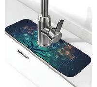 Tappetino per rubinetto futuristico digitale per lavello da cucina, super assorbente, cattura schizzi di diatomite, ad asciugatura rapida, in pietra, maniglia per gocciolamento, vassoio per lavello