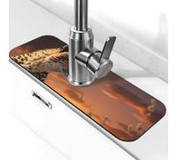 Tappetino per rubinetto ghepardo per lavello da cucina, tappetino per rubinetto super assorbente, cattura spruzzi, diatomite ad asciugatura rapida in pietra per rubinetto antigoccia, tappetino per