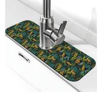 Tappetino per rubinetto giallo leopardo giungla per lavello da cucina, tappetino drenante per lavello da cucina, paraspruzzi, assorbente ad asciugatura rapida, tappetino per lavello da cucina