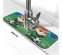 Tappetino per rubinetto in diatomite con cane che gioca a calcio, 38,1 x 14 cm