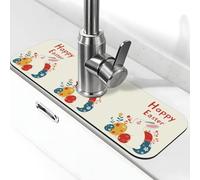 Tappetino per rubinetto in diatomite con coniglio con uovo di Pasqua floreale, 38 x 14 cm