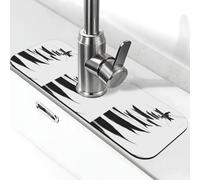 Tappetino per rubinetto in diatomite con scena di pesca monocromatica, 38,1 x 14 cm