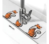 Tappetino per rubinetto in diatomite con tigre sorridente, 38,1 x 14 cm