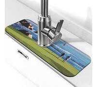 Tappetino per rubinetto in diatomite con vista sul campo da golf, 38,1 x 14 cm