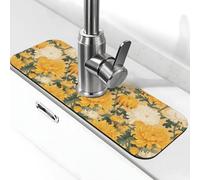 Tappetino per rubinetto in diatomite stile orientale con crisantemo autunnale, 38,1 x 14 cm