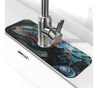 Tappetino per rubinetto in metallo con lucertola, paraspruzzi, per rubinetto della cucina, con ventosa, per il bagno, 38,1 x 14 cm